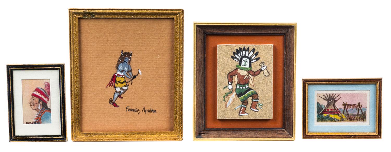 Four Painted Works Largest 2 5/16 x 1 7/8 inches.
