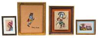 Four Painted Works Largest 2 5/16 x 1 7/8 inches.