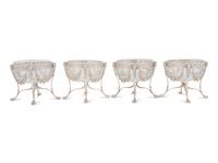 A Set of Four George III Silver and Cut Glass Sweetmeat Bowls