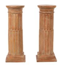 A Pair of Terra-Cotta Fluted Columnar-Form Pedestals Height 37 x diameter 12 1/2 inches. — 20TH CENTURY