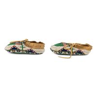Sioux Child's Fully Beaded Moccasins, with American Flags