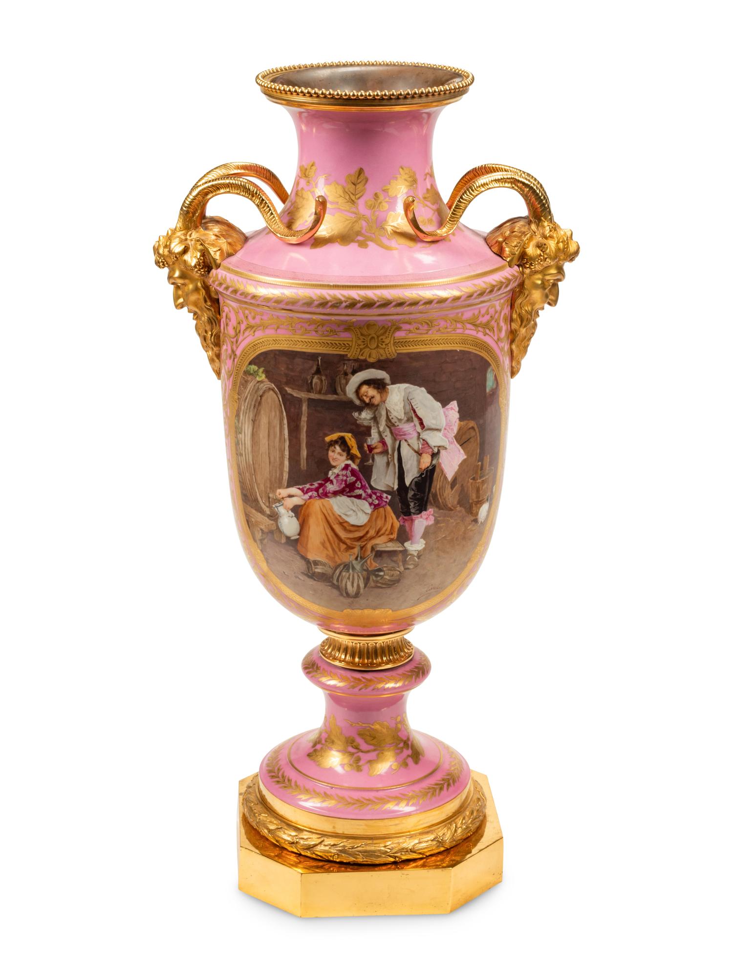 A Gilt Bronze Mounted Sèvres Style Porcelain Vase
