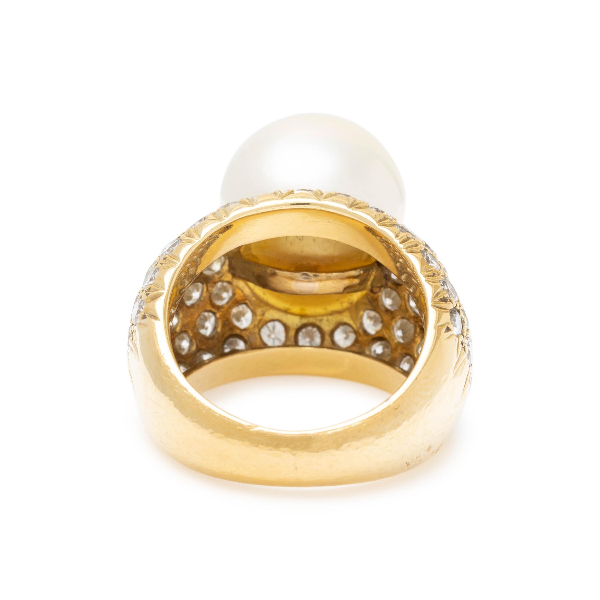 CULTURED SOUTH SEA PEARL AND DIAMOND RING