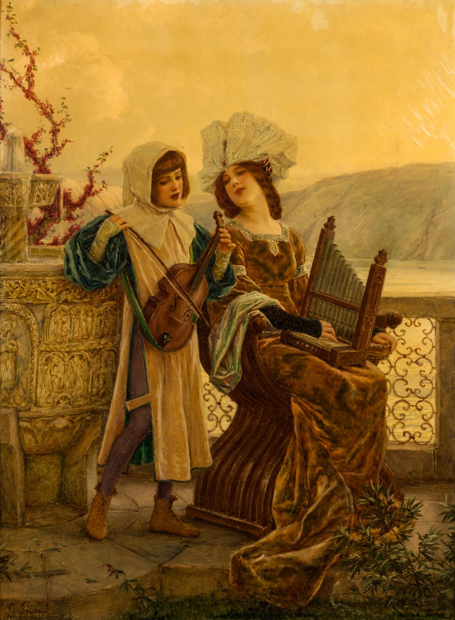 Cesare Saccaggi, (Italian, 1868-1934), The Duet