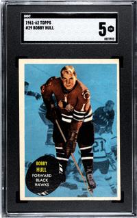 A 1961-62 Topps Bobby Hull Hockey Card No. 29 (SGC 5 EX)