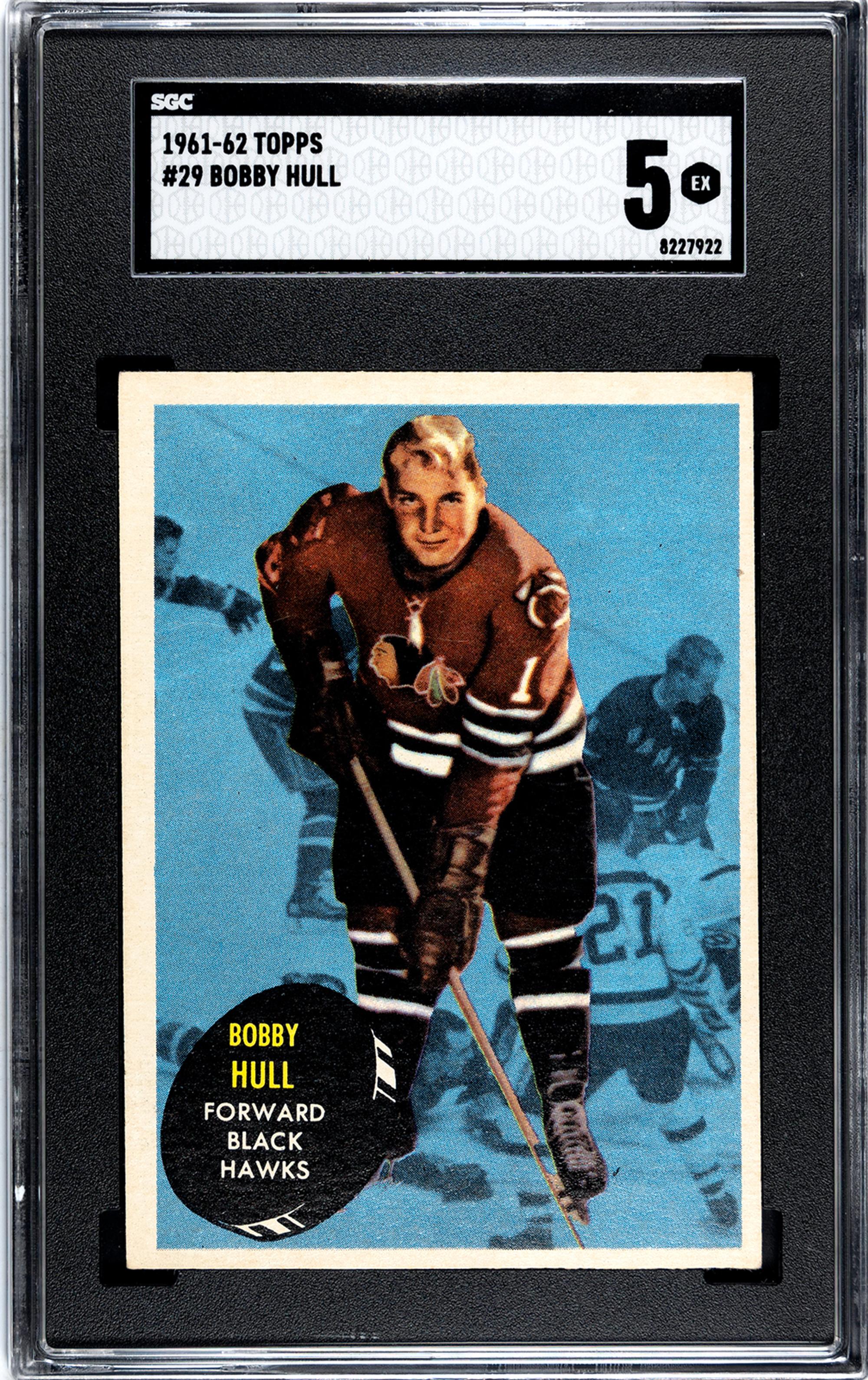 A 1961-62 Topps Bobby Hull Hockey Card No. 29 (SGC 5 EX)