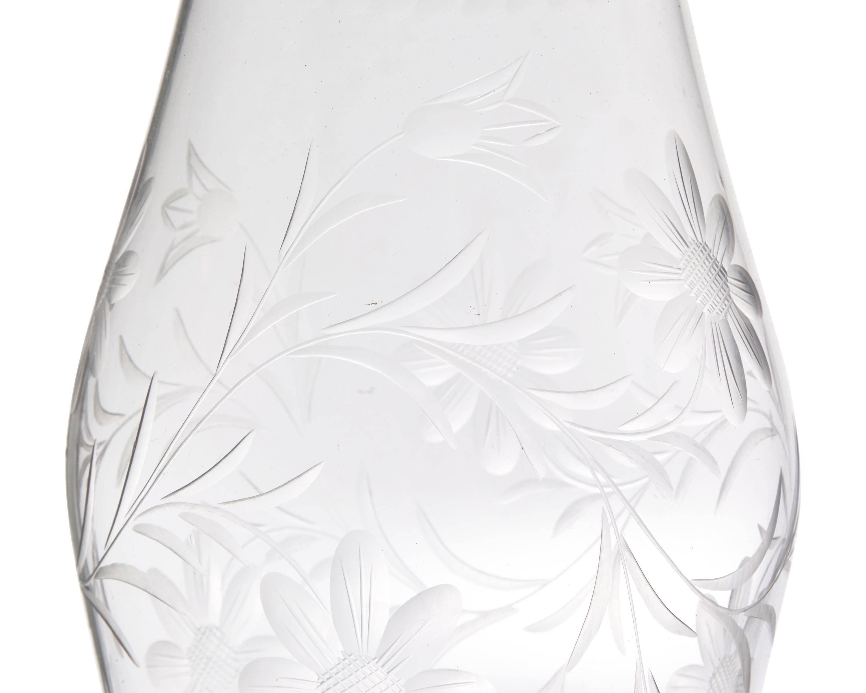 A Pair of Blown and Etched Glass Hurricanes