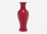 A Chinese Ruby Enameled Porcelain Baluster Vase