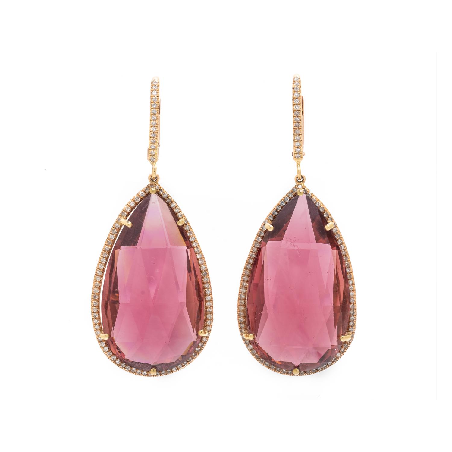 PINK TOURMALINE AND DIAMOND EARRINGS