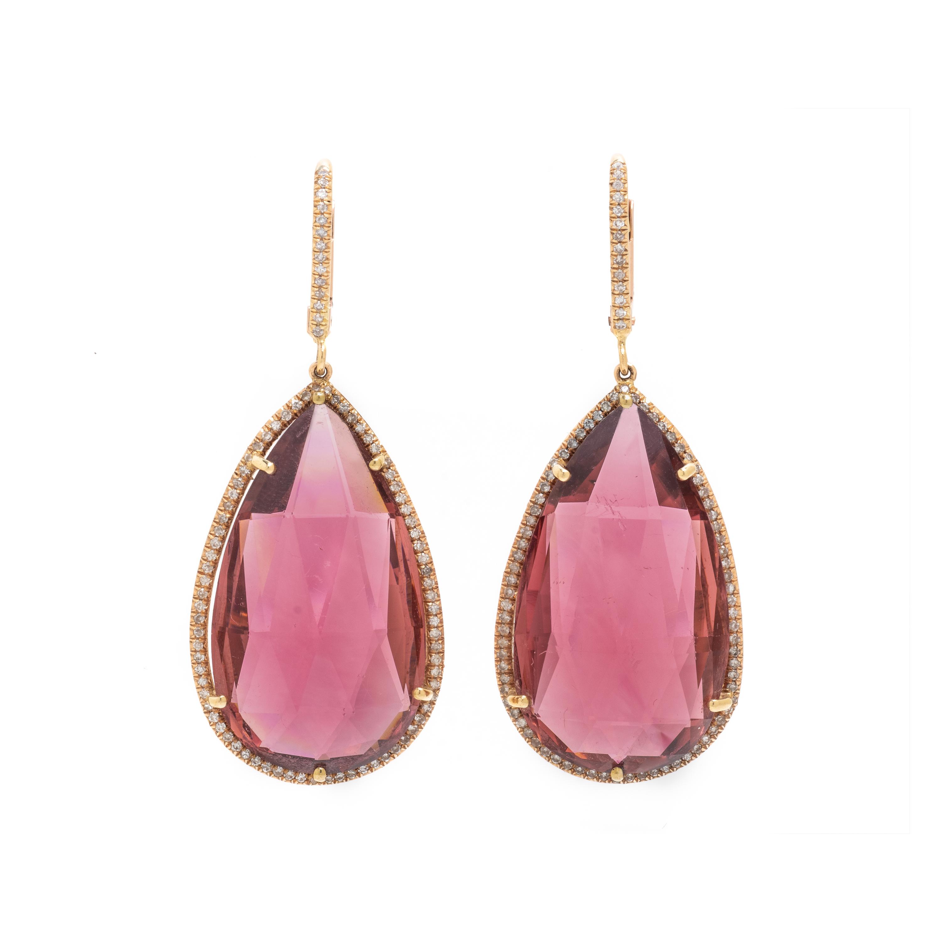 PINK TOURMALINE AND DIAMOND EARRINGS