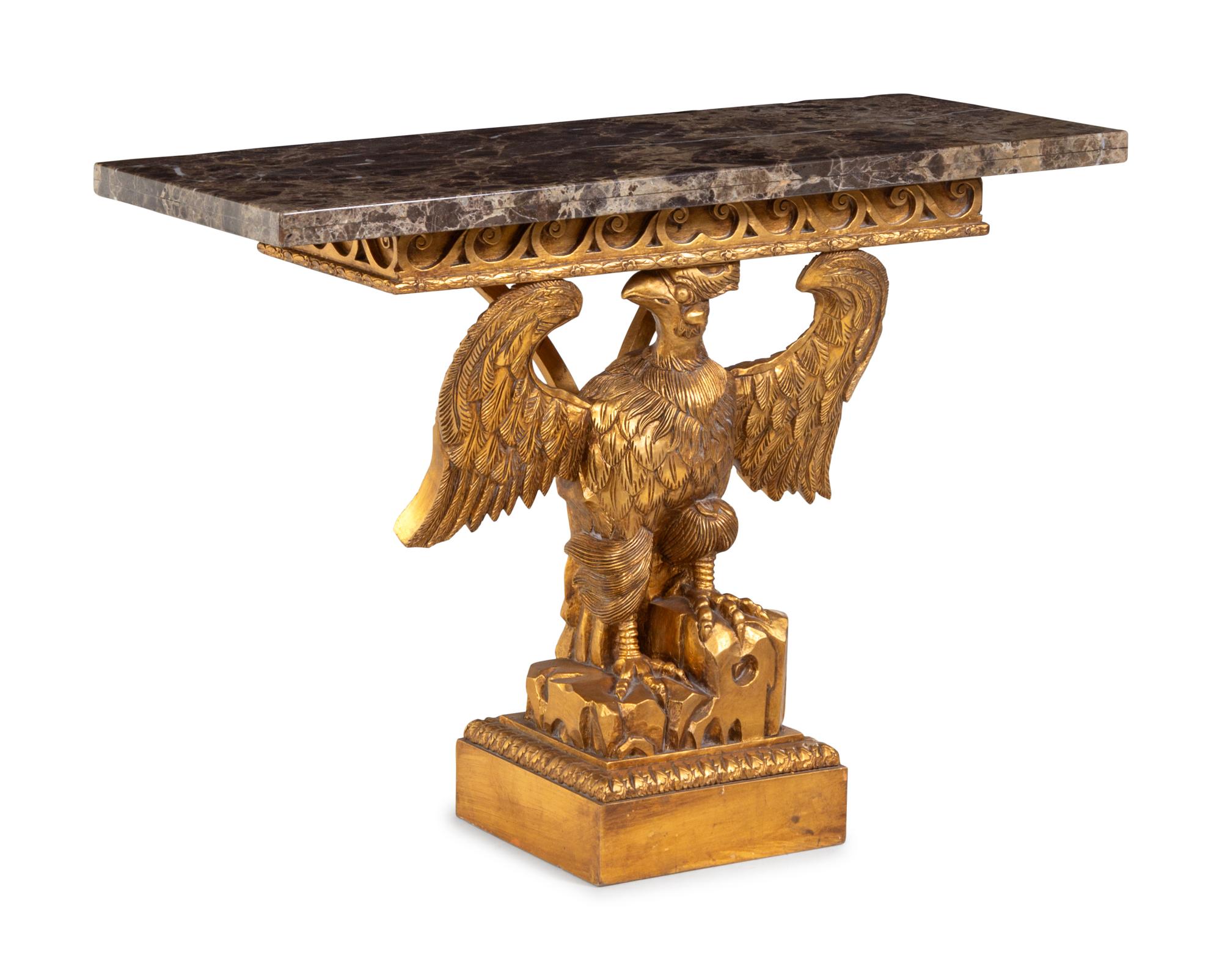 A George II Style Giltwood Marble-Top Console Table