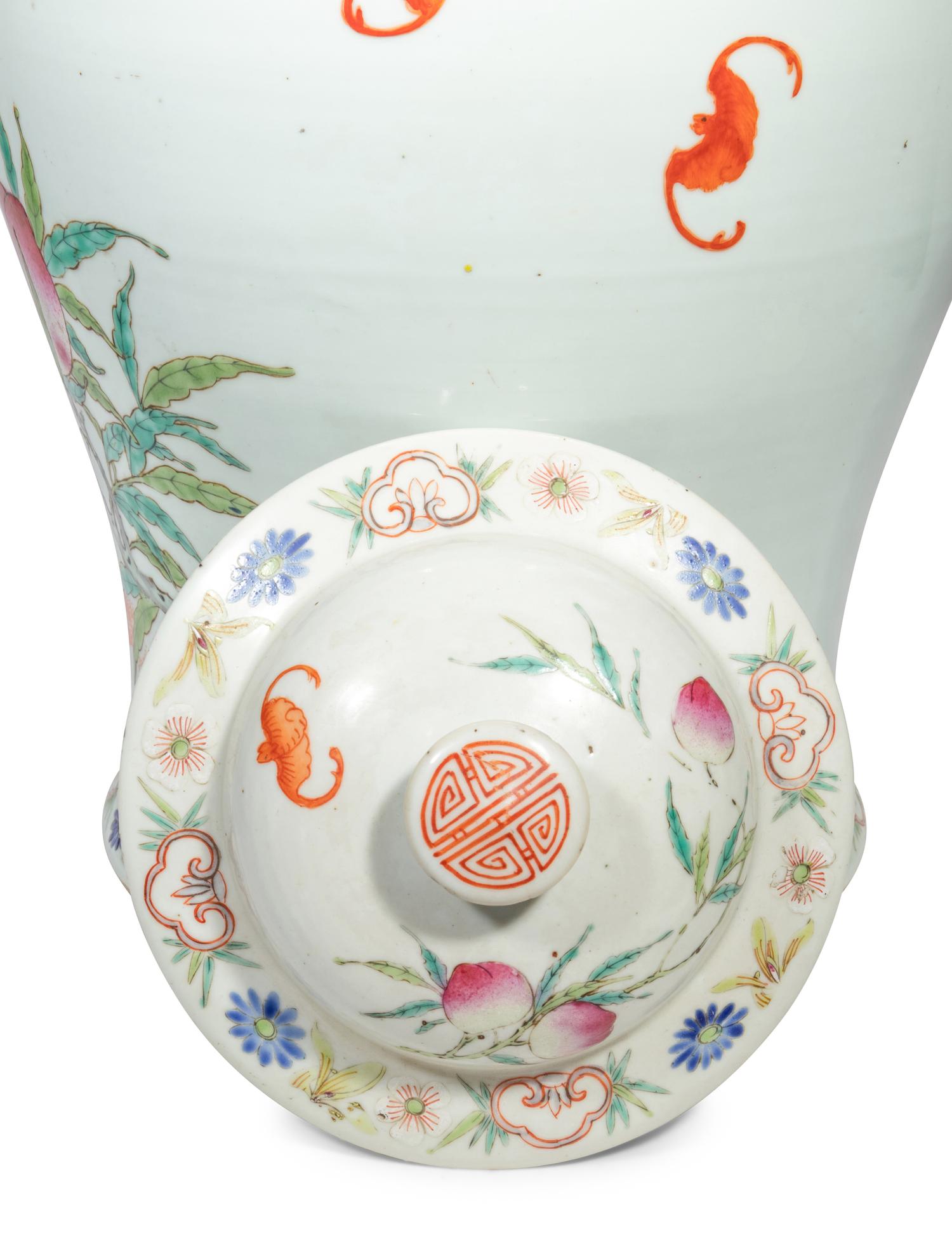 A Chinese Export Porcelain "Bats and Peaches" Jar