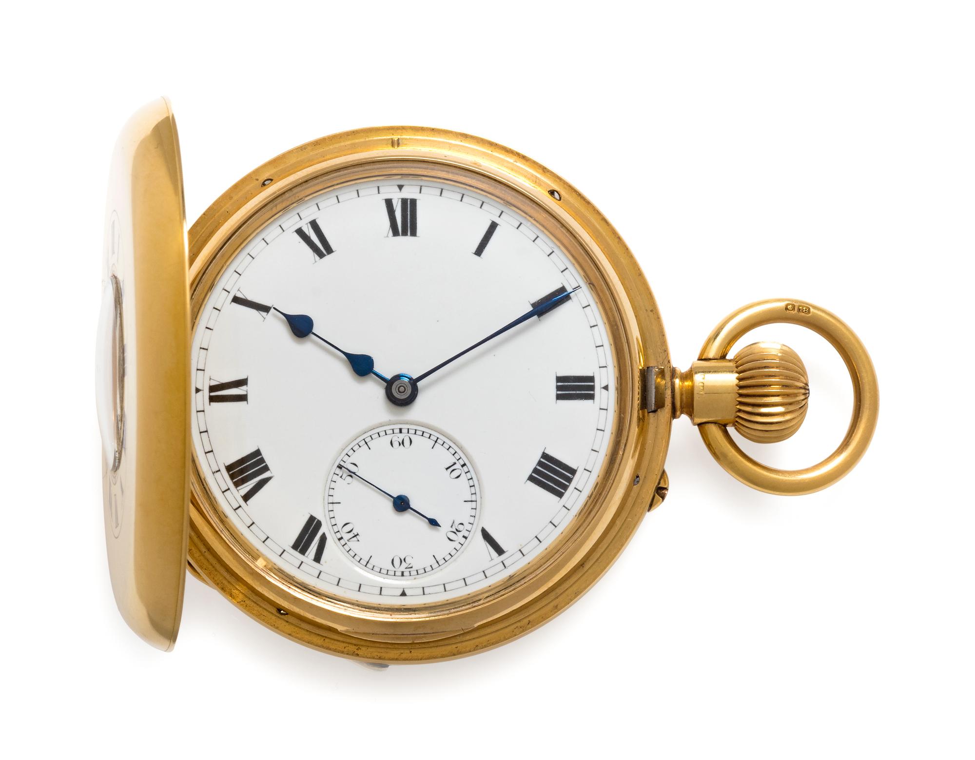Rotherhams, 18K Yellow Gold Demi-Hunter Case Pocket Watch, London, Circa 1915