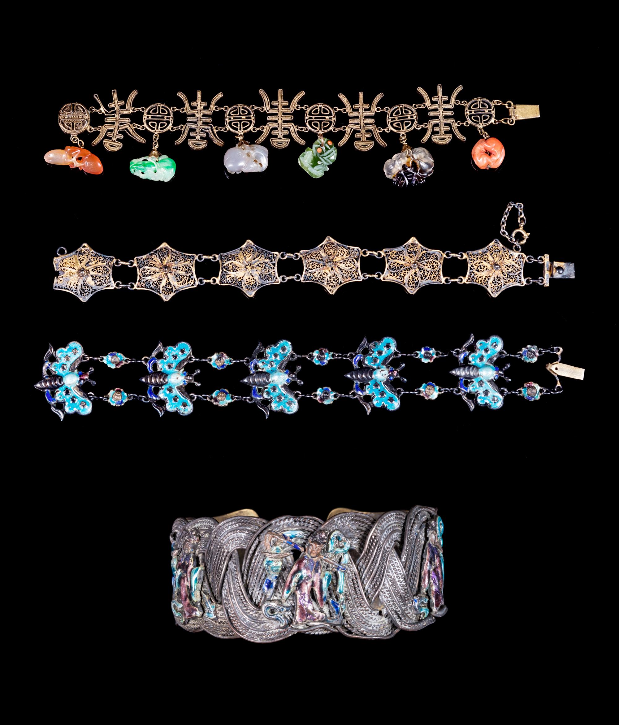 Four Chinese Bracelets Lenght of longest 8 inches. — LATE 19TH-EARLY 20TH CENTURY