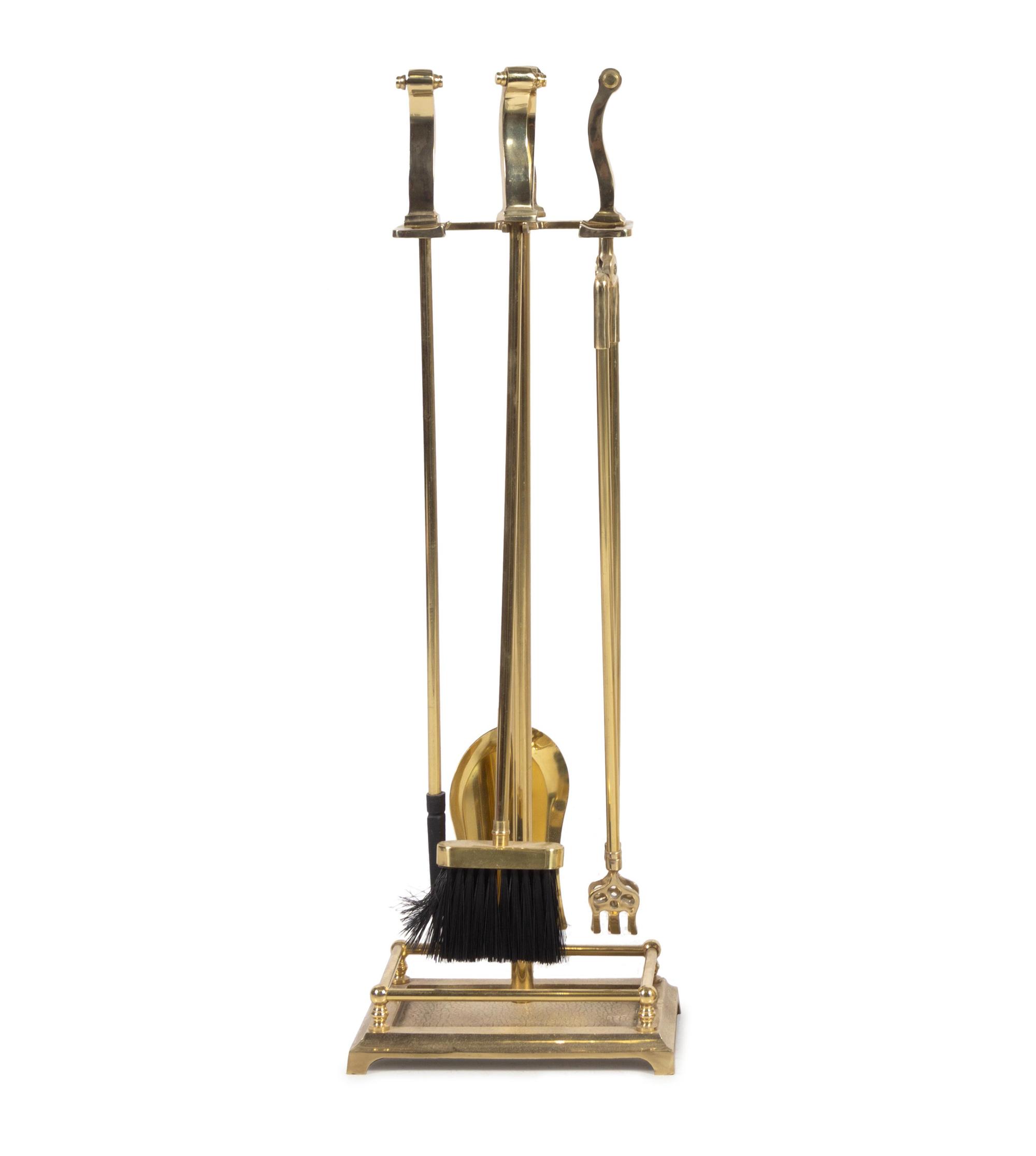 A Set of Brass Fireplace Tools