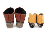 Two Pairs of Chinese Embroidered Lady's 'Lotus' Shoes