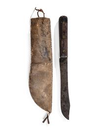 Sioux Beaded Hide Knife Sheath, and Knife