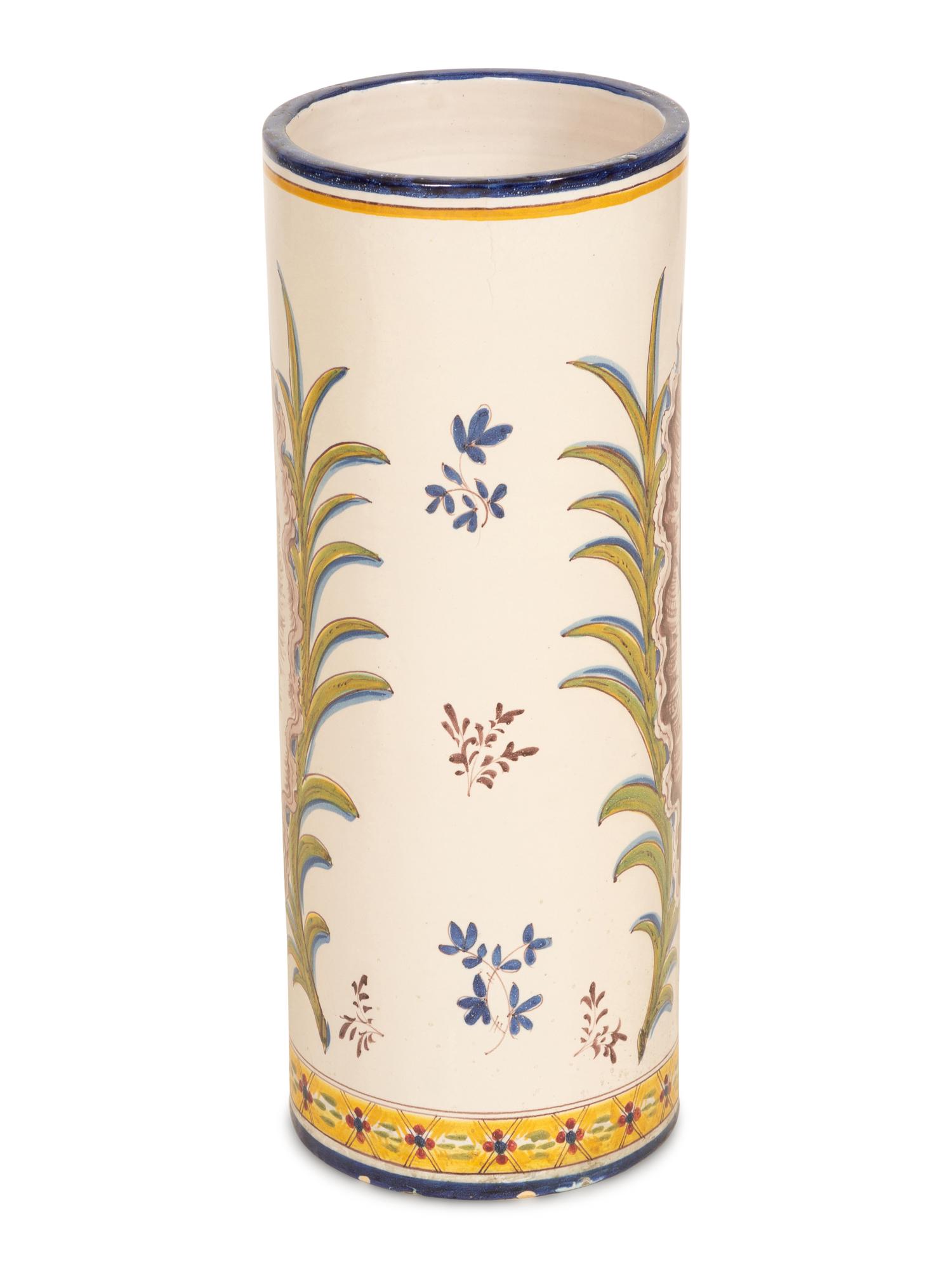 A Portuguese Glazed Ceramic Umbrella Jar