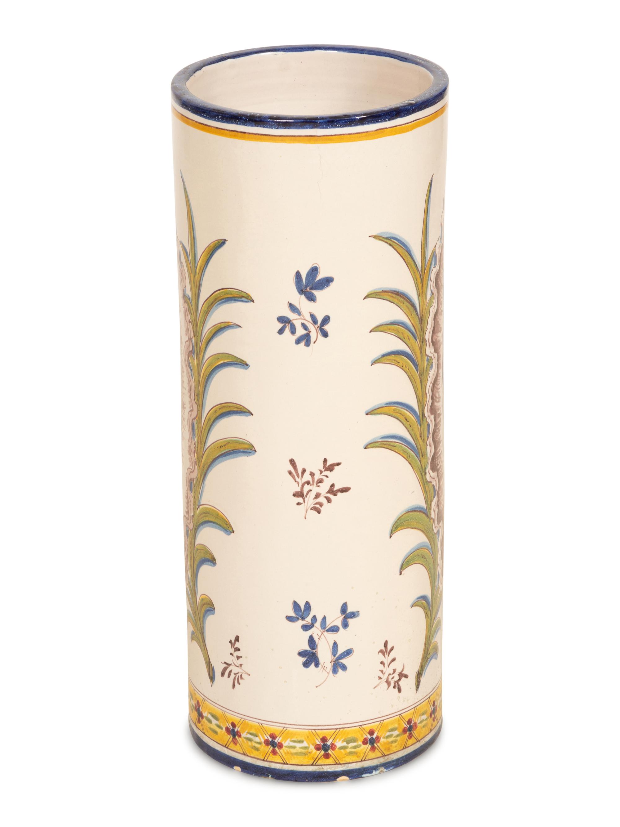 A Portuguese Glazed Ceramic Umbrella Jar