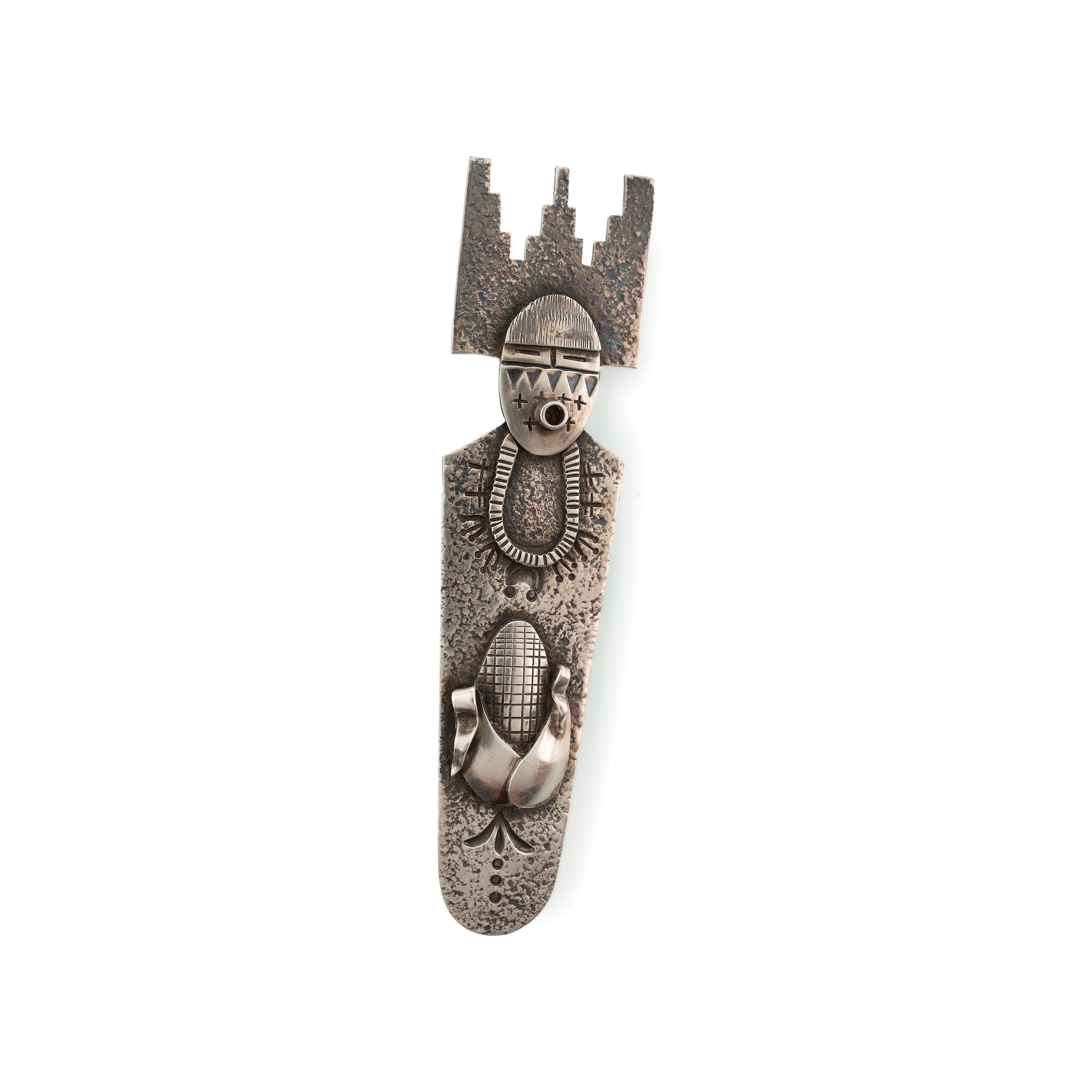 Sterling Silver Bowl, with Removable Katsina Brooches