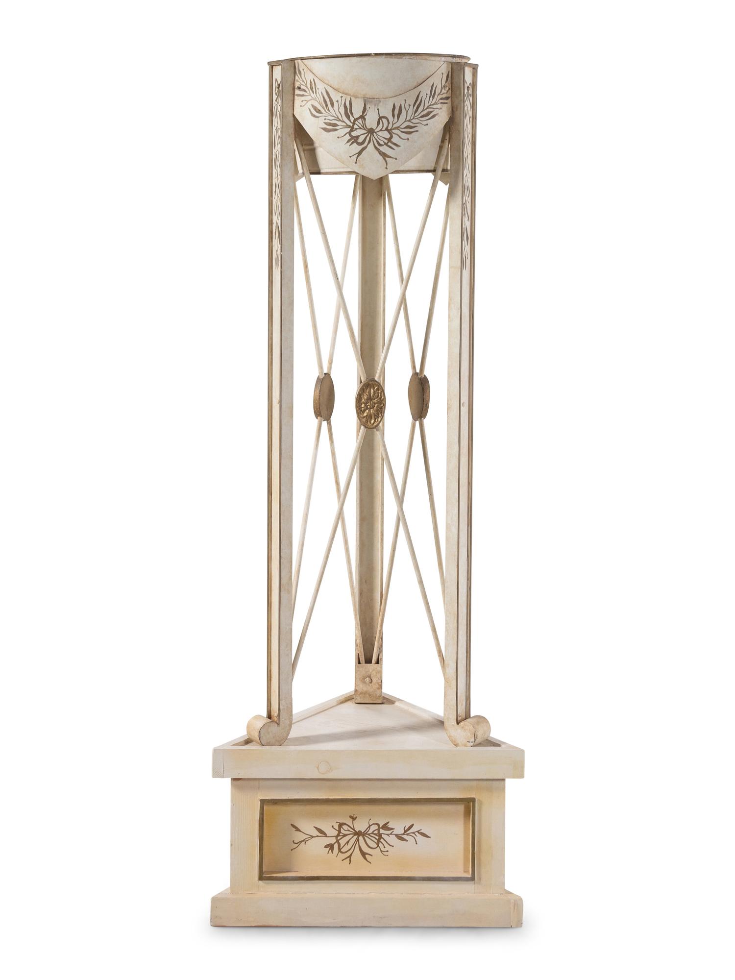 A Pair of White Painted Tôle Jardinière Stands