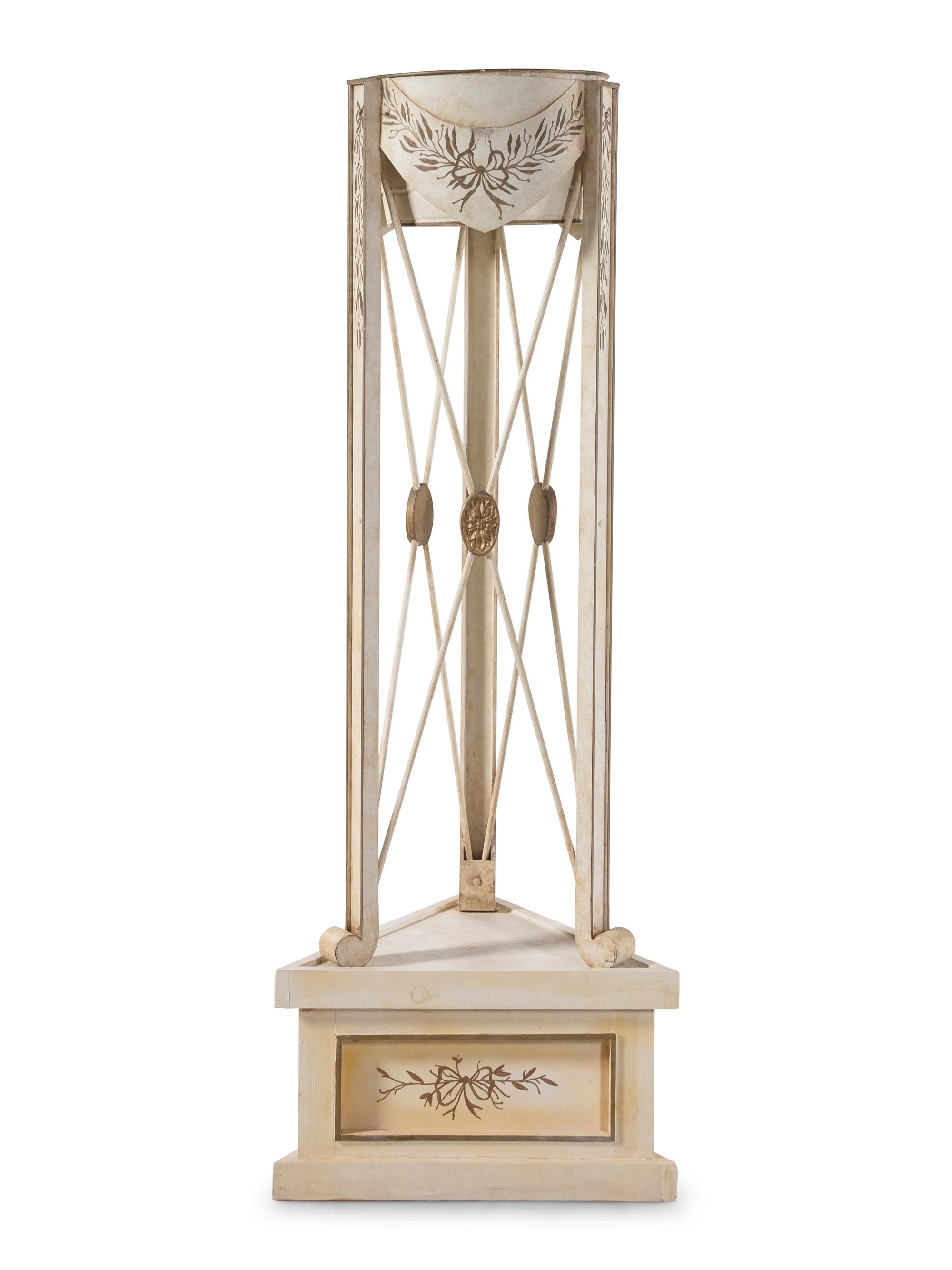 A Pair of White Painted Tôle Jardinière Stands