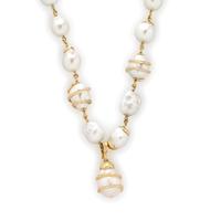 CULTURED BAROQUE PEARL, DIAMOND, PINK SAPPHIRE, AND YELLOW GOLD CONVERTIBLE NECKLACE AND PENDANTS
