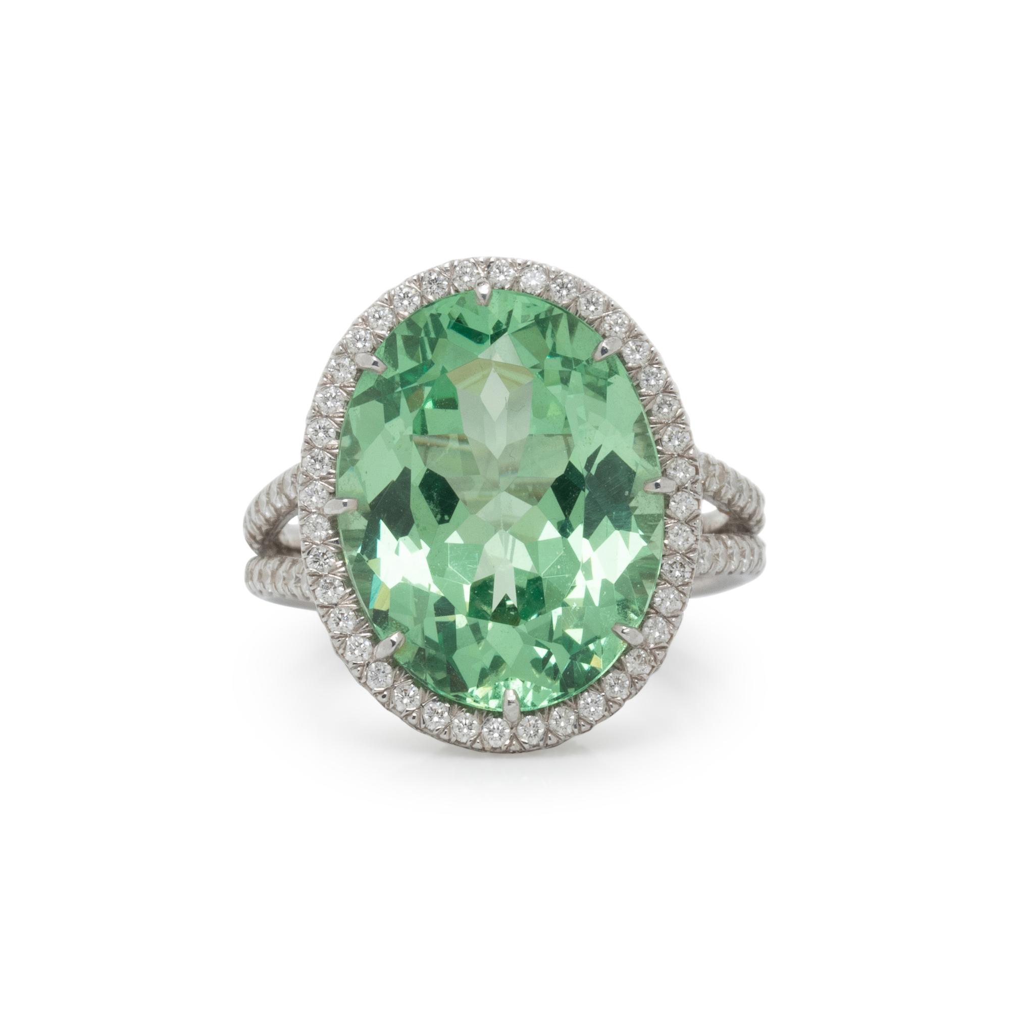 GREEN GARNET AND DIAMOND RING