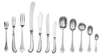 A George VI Silver Flatware Service, Spaulding & Company, London, 1946, all engraved with block monogram F over N*L, knives with pistol