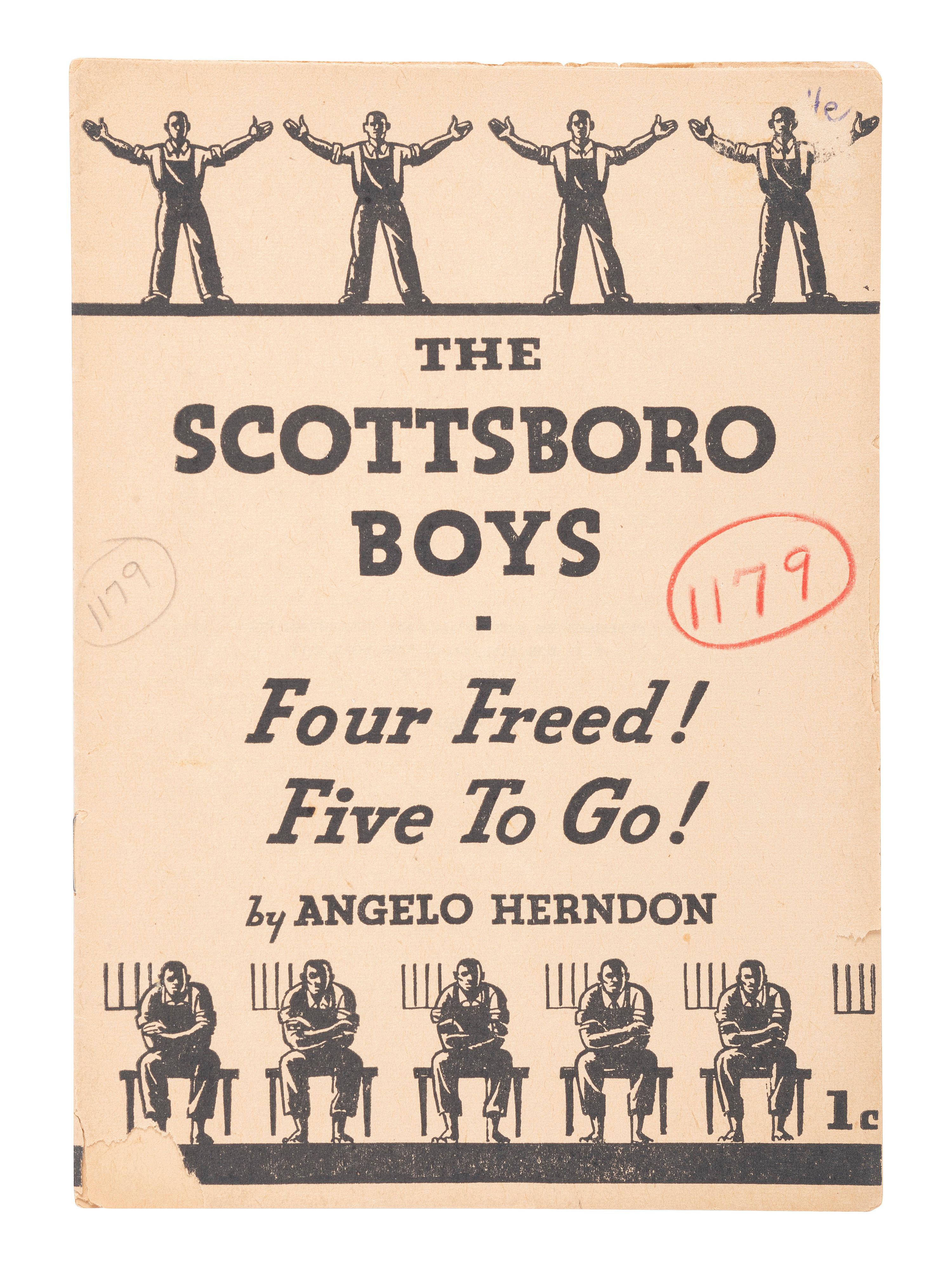 [CIVIL RIGHTS]. A small archive of items related to the "Scottsboro Boys," including 4 press photographs and 1937 pamphlet.