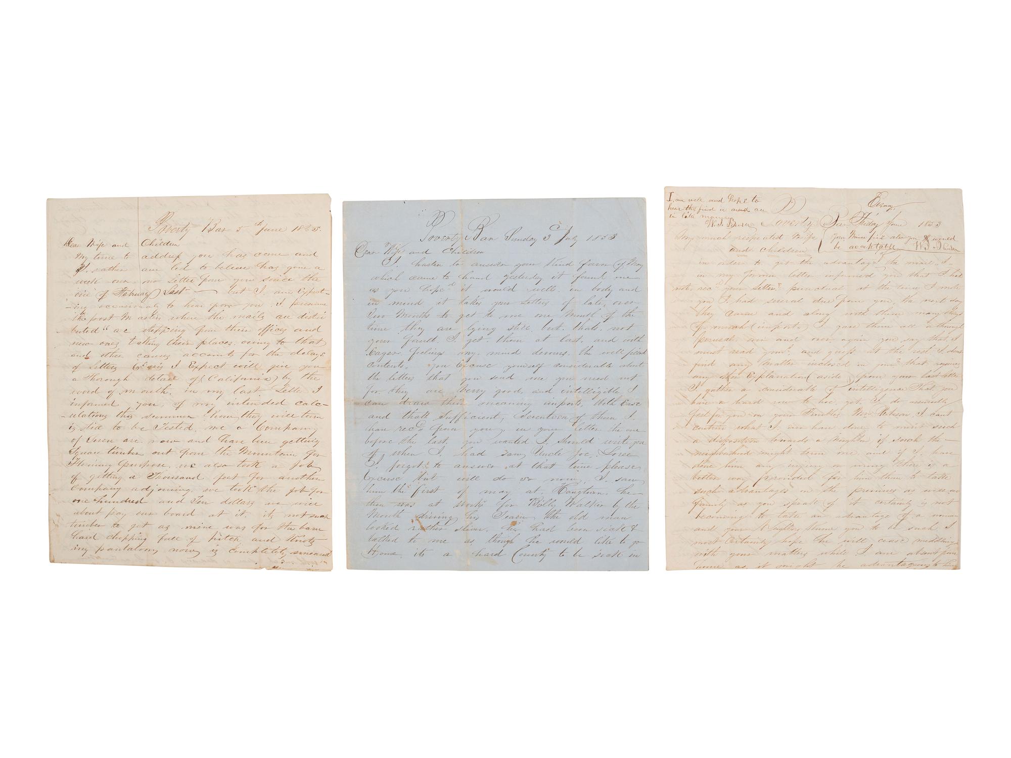 [GOLD RUSH]. Extensive California Gold Rush archive of William J. Jewell (1818-1885) including letters, diaries, and photographs, ca. 1852-1853.