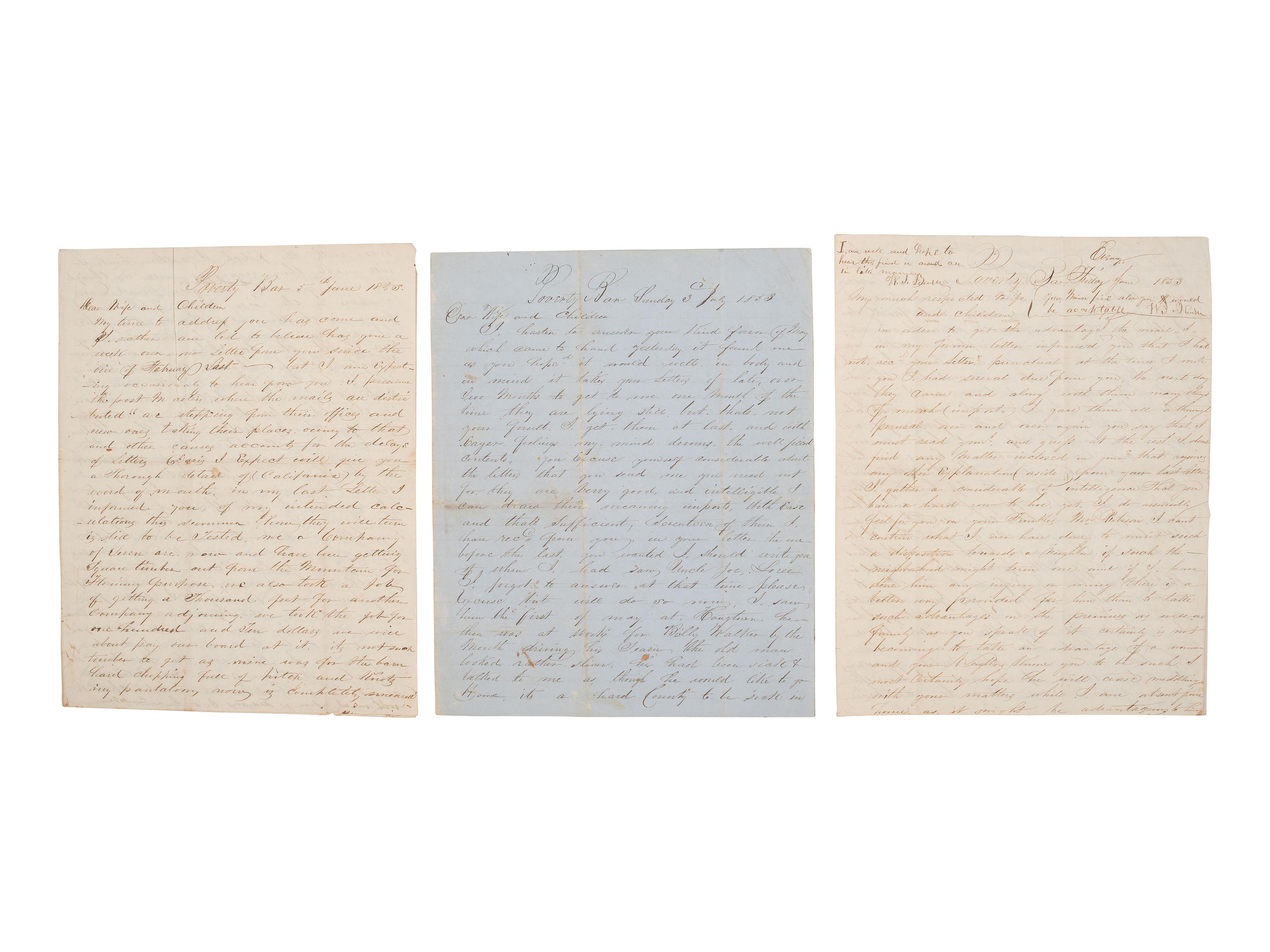 [GOLD RUSH]. Extensive California Gold Rush archive of William J. Jewell (1818-1885) including letters, diaries, and photographs, ca. 1852-1853.
