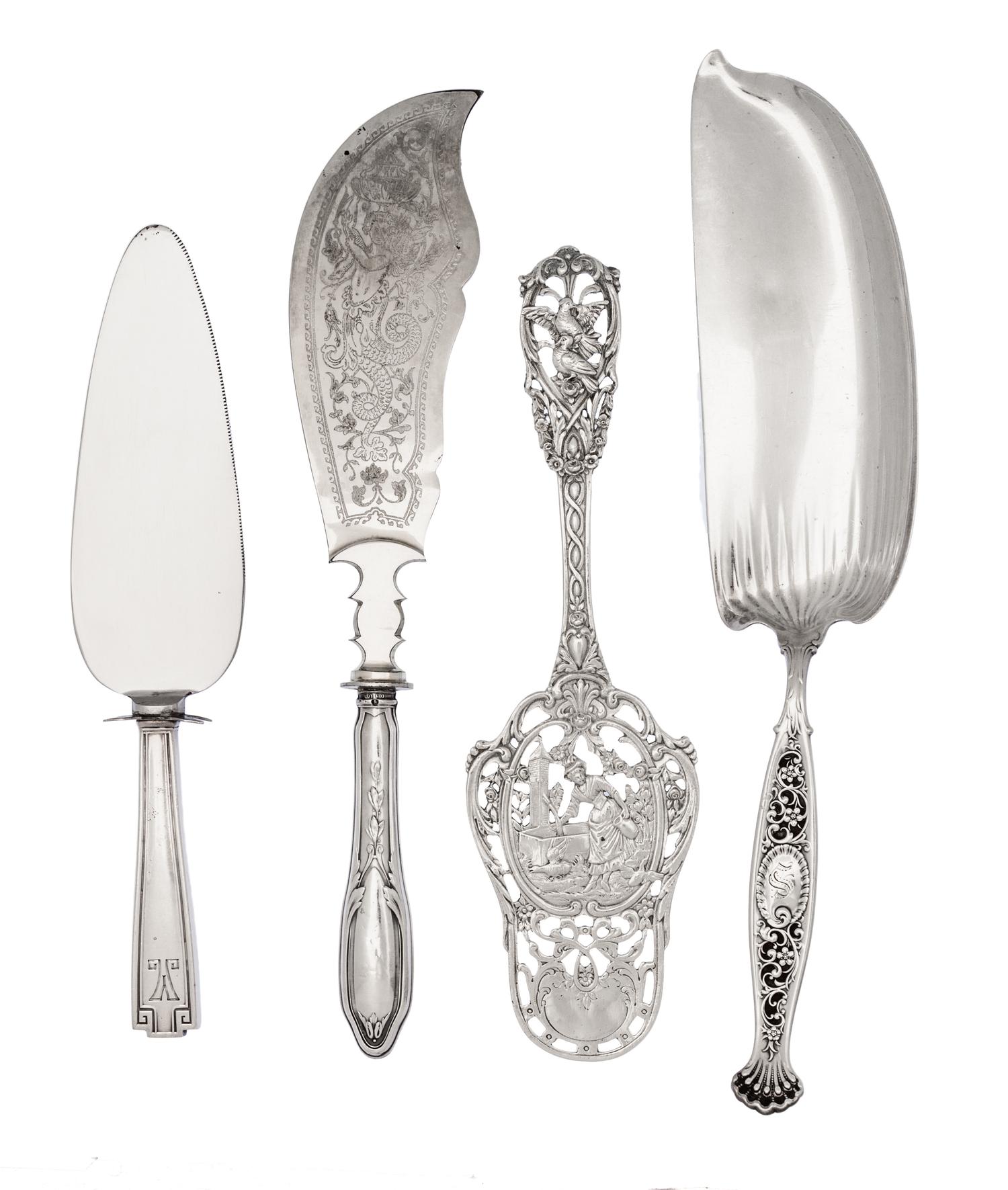A Group of American and German Silver Serving Articles, , four items total.