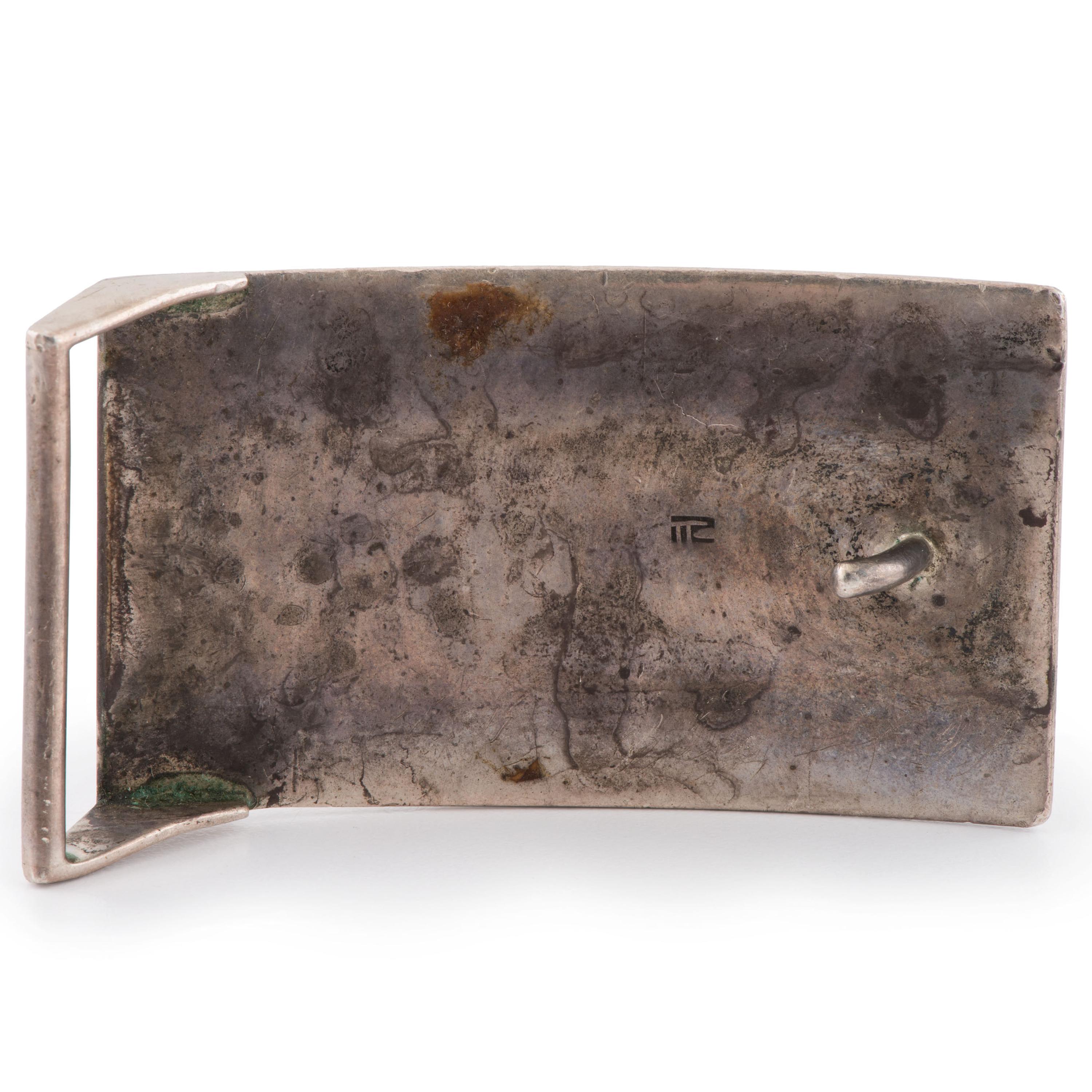 Silver and Mosaic Inlay Belt Buckle