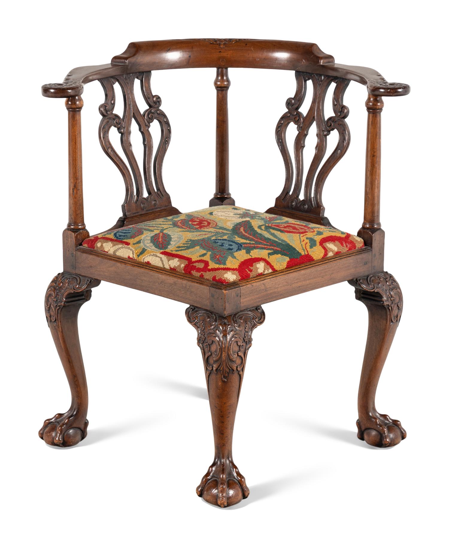 A George II Mahogany Corner Chair