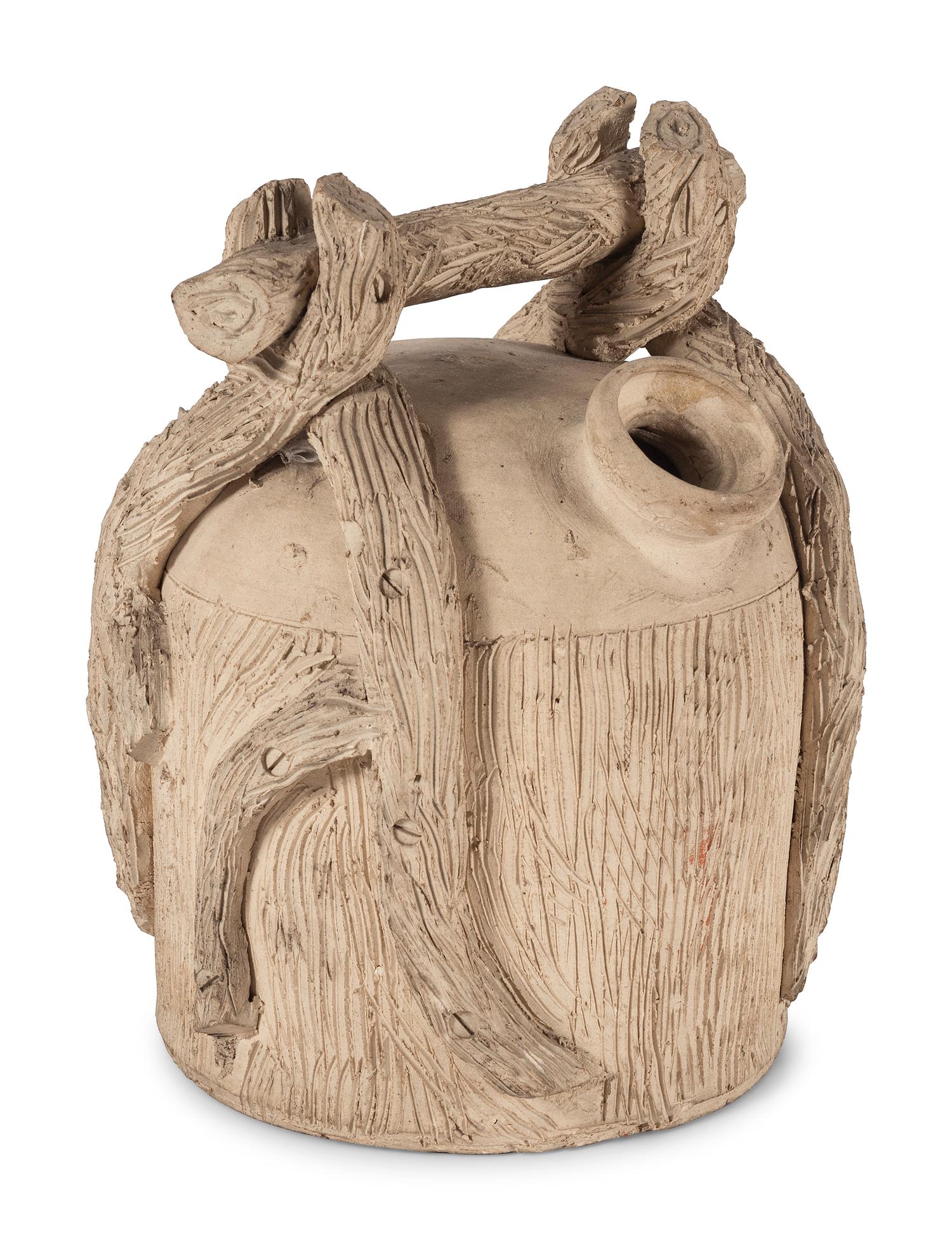 An Unglazed Stoneware Harvest Jug