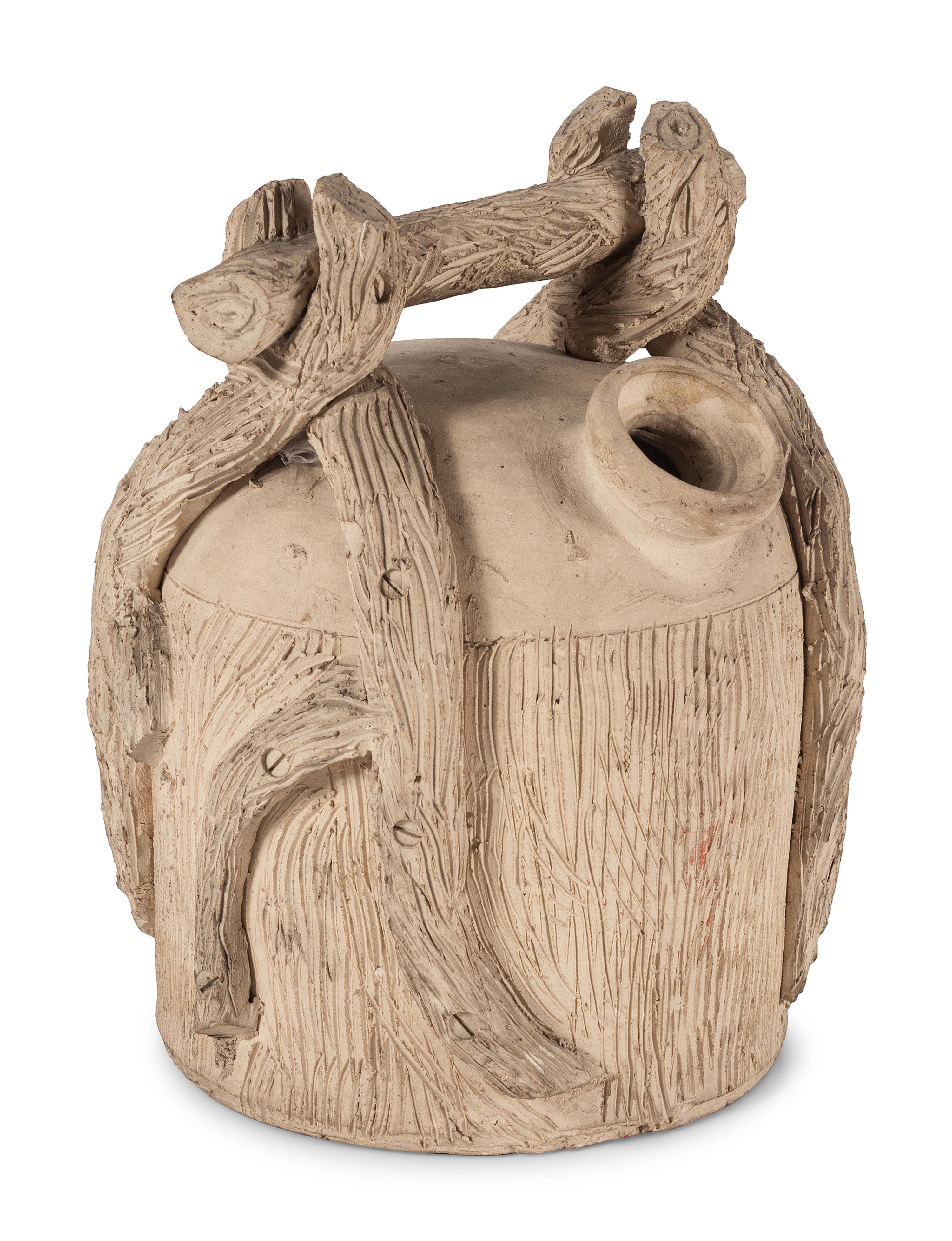 An Unglazed Stoneware Harvest Jug