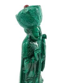 A Pair of Chinese Malachite Figures