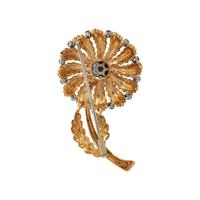 YELLOW GOLD, SAPPHIRE, AND DIAMOND FLOWER BROOCH