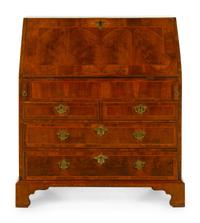 A George II Walnut Slant-Front Bureau