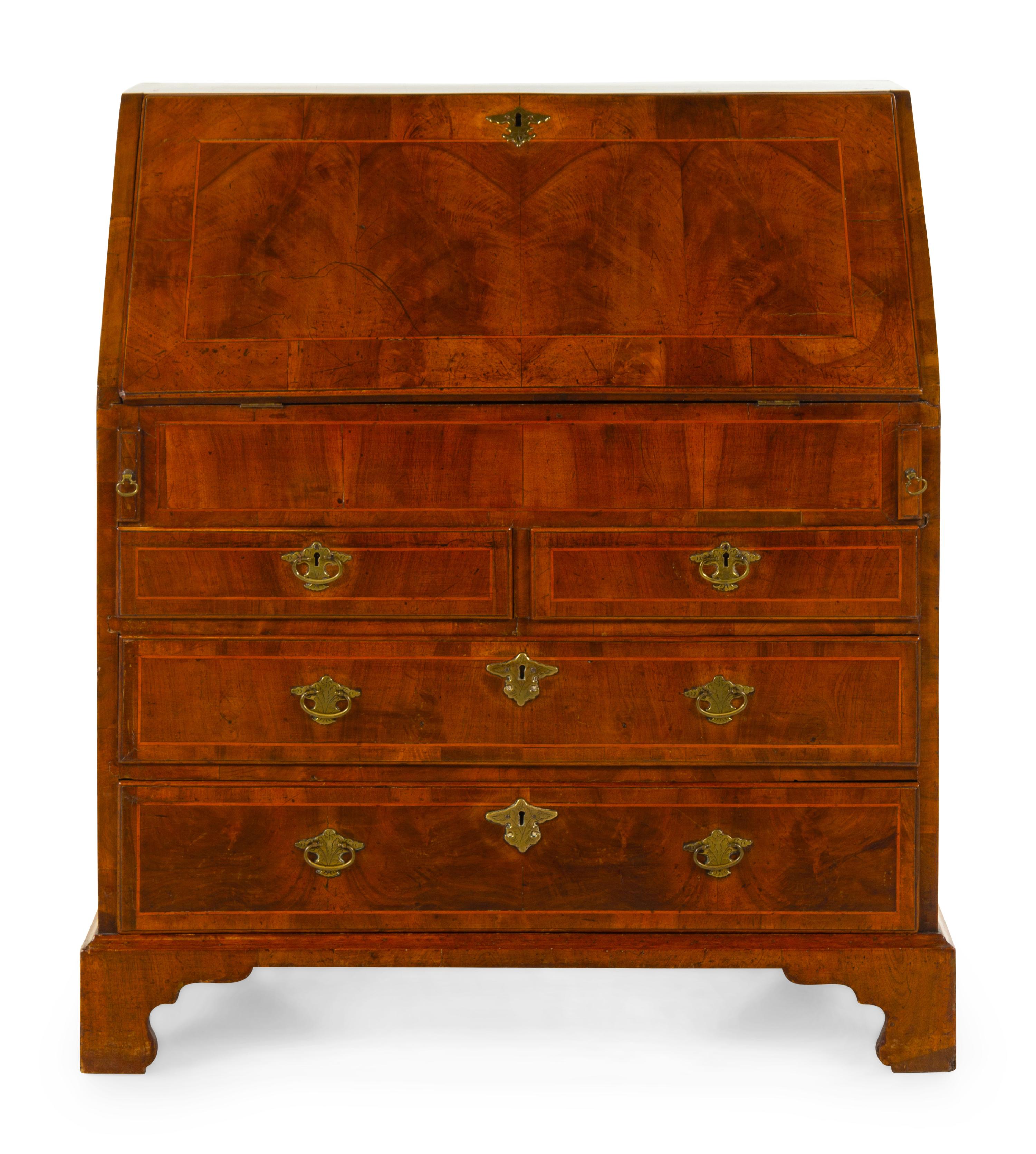 A George II Walnut Slant-Front Bureau