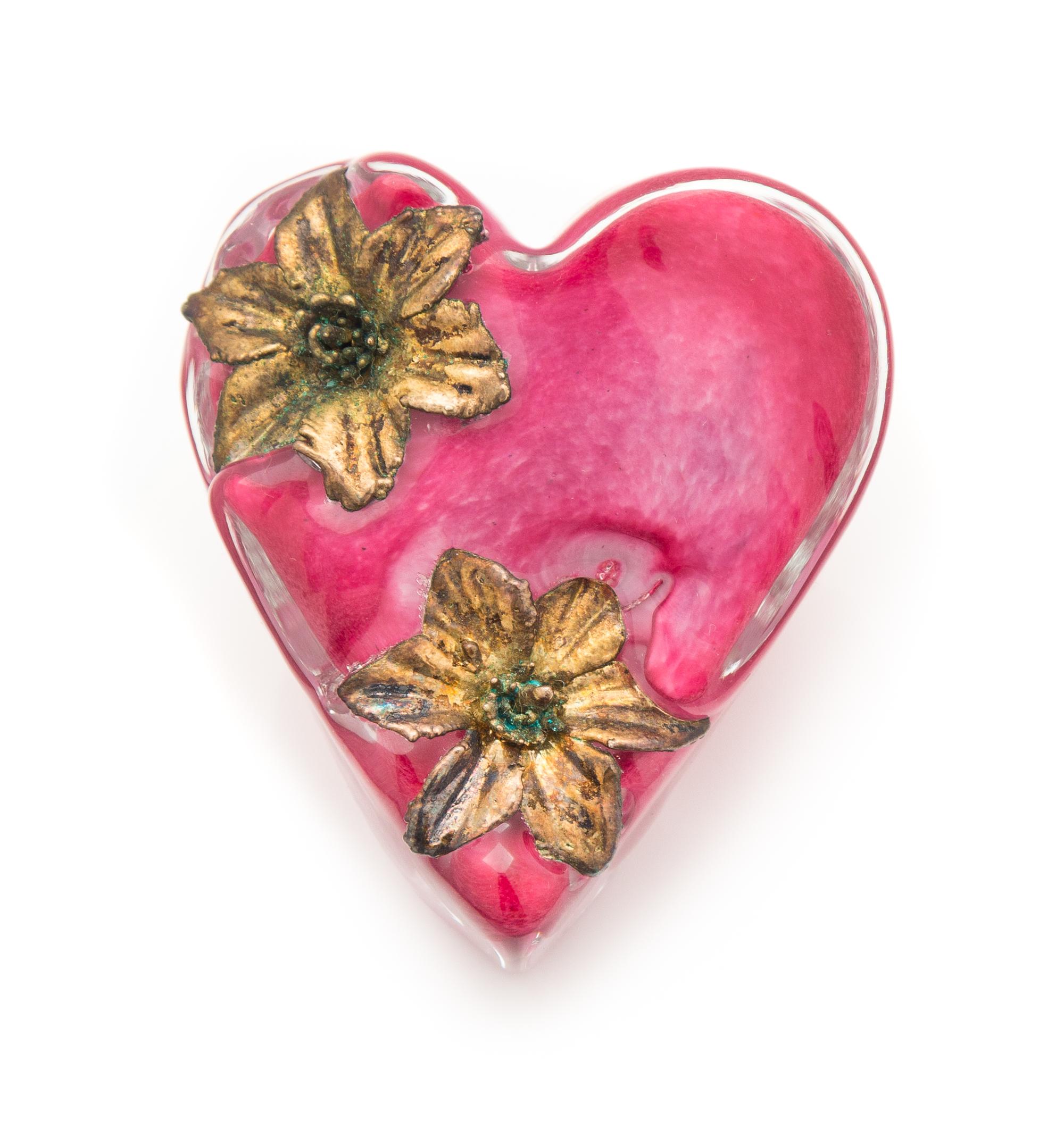 Andrew Fote, (American), Heart in Blossom paperweight