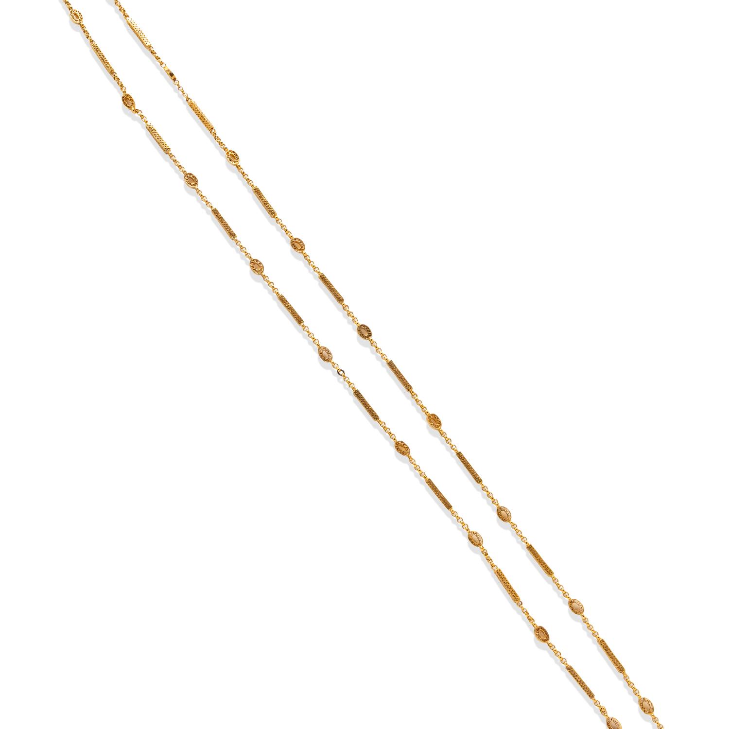 ANTIQUE, YELLOW GOLD FANCY LINK NECKLACE