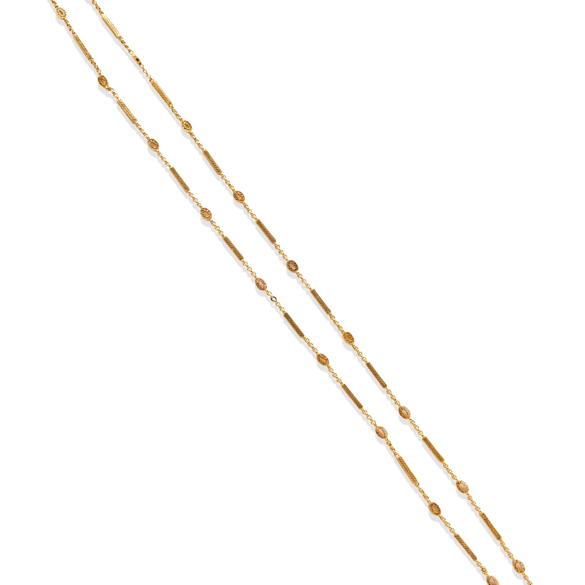 ANTIQUE, YELLOW GOLD FANCY LINK NECKLACE