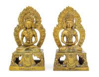 Two Sino-Tibetan Gilt Bronze Figures of Amitayus Height of each 8 1/8 inches. — 18TH/19TH CENTURY