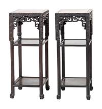 A Chinese Carved Hardwood Four-Piece Furniture Suite