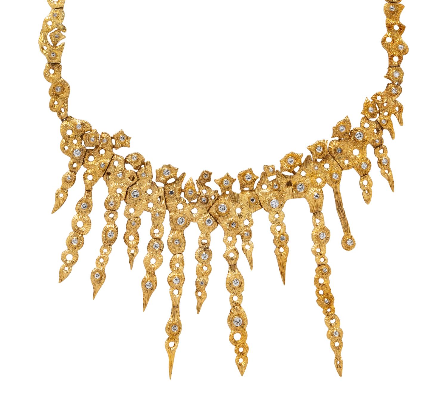 YELLOW GOLD AND DIAMOND FRINGE NECKLACE