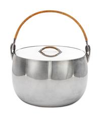 A Danish Silver Covered Ice Bowl, Magnus Stephensen for Georg Jensen Silversmithy, Copenhagen, Mid-20th Century, of simple rounded cyli