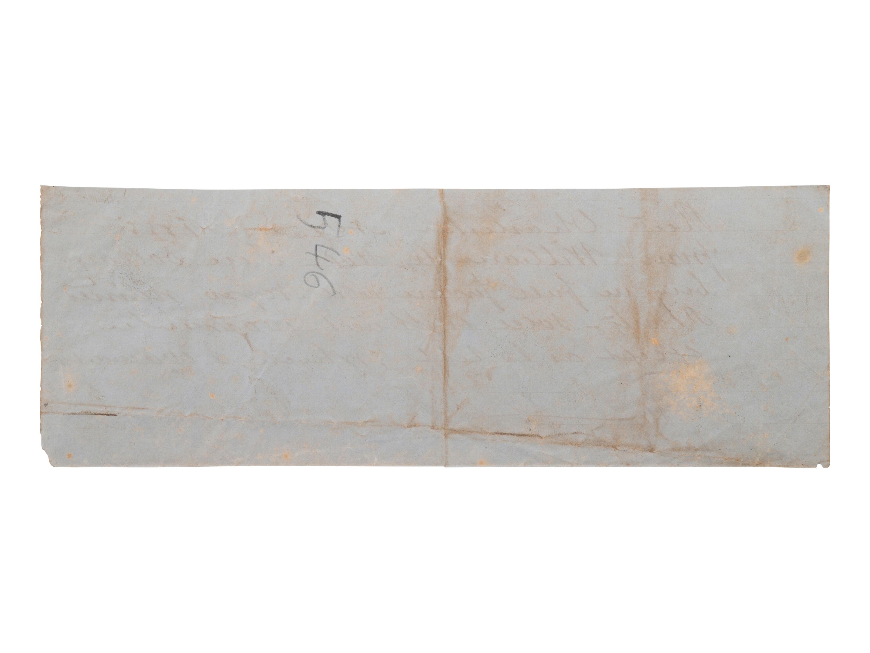 [SLAVERY & ABOLITION]. Manuscript bill of sale for an elderly enslaved man named Plenty, sold for 10 dollars. Charleston, [SC], 23 November 1855.