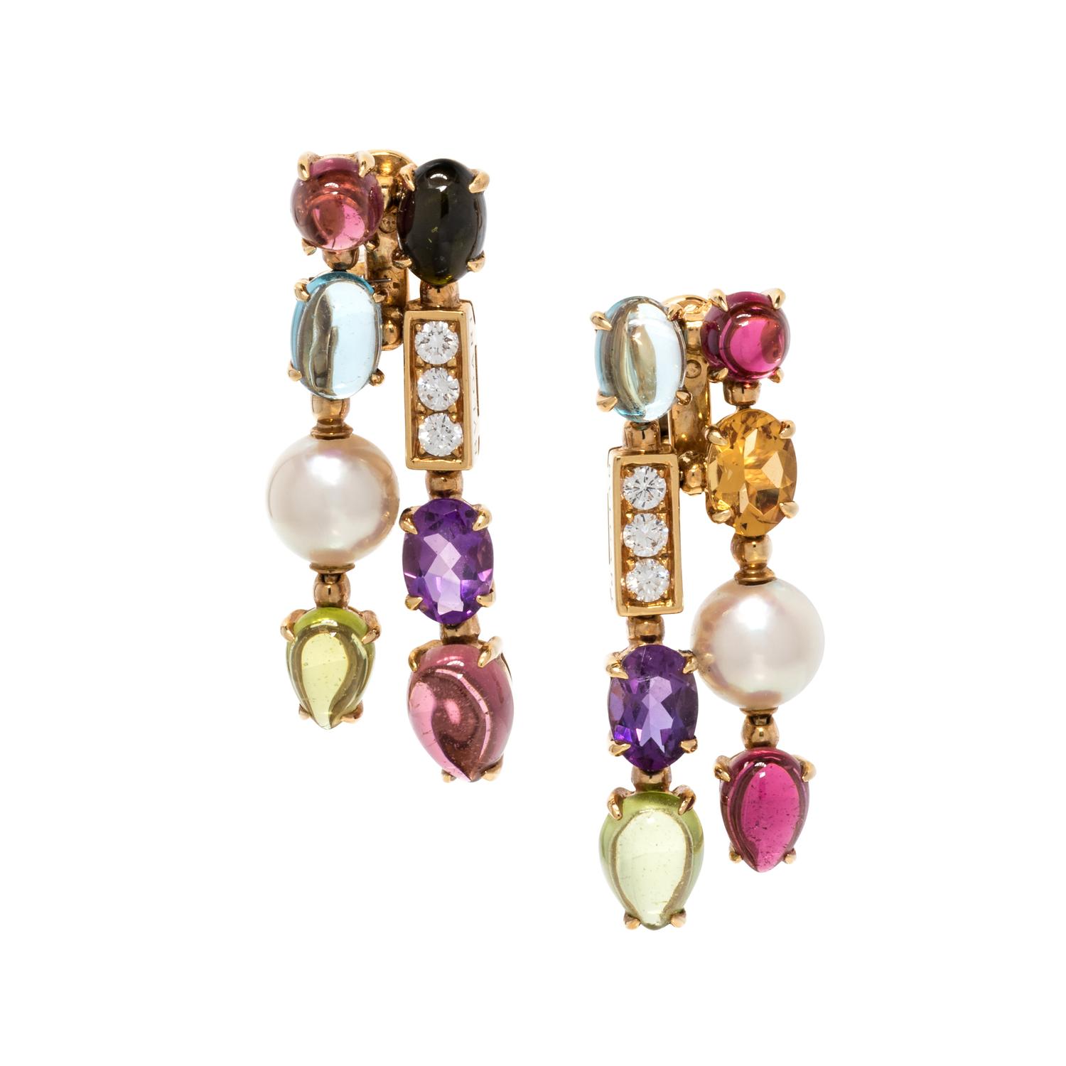 BVLGARI, DIAMOND AND MULTIGEM 'ALLEGRA' EARCLIPS